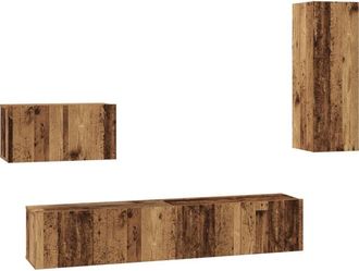 vidaXL Vidaxl - Mueble de tv de Pared 4 pcs Madera vieja 200 x 30 x 30 cm