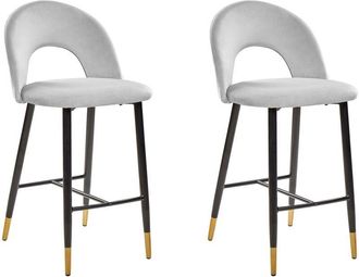 Beliani Beliani - Set di 2 Sgabelli da Bar Retrò Glamour in Velluto Grigio Falton