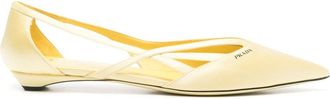 Prada Cut-Out Ballerina Shoes - Womens - Rubber/Fabric/Calf Leather/Fabric