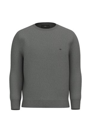 Fynch-Hatton Strickpullover FYNCH-HATTON, Herren, Gr. XL, grau (steel), Strick, Obermaterial: 100% Baumwolle, meliert, unifarben, h&uuml;ftbedeckend, Rundhals, Flachstr