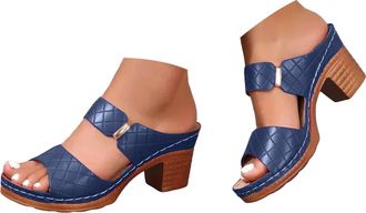 Generic Womens Open Toe Chunky Heel Sandals 2026 Dressy Summer Hollow Out Wedge Fish Mouth Shoes with Metallic Embellishments Adjustable Ankle Strap Beach Cas