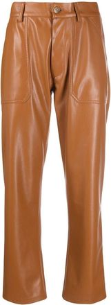 Nanushka faux-leather straight-leg trousers - women - Polyurethane/Recycled Polyester - M - Brown