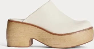 Everlane Womens Wooden Puff Clog In Canvas