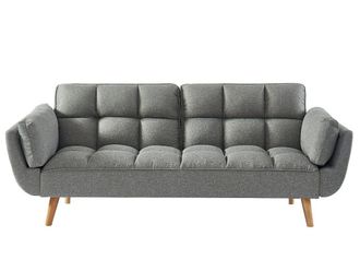 VENTE-UNIQUE.COM Sof&aacute; cama poli&eacute;ster 3 plazas gris 215x81cm