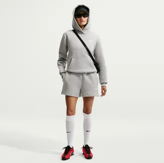 Nike Womens Studio Fleece Medium Weight Mid-Rise Shorts in Grey | IR8313-063