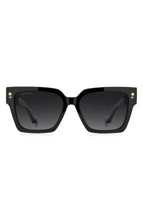 Etro 55mm Gradient Rectangular Sunglasses in Black/Dark Grey Sf at Nordstrom