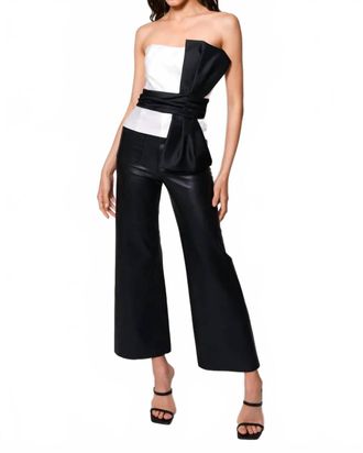 Hutch Tipper Strapless Colorblock Bow Top In White Black