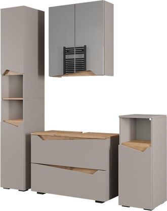 Vicco Conjunto De Muebles De Ba&ntilde;o Marelle, Greige/artesano, 4 Partes, Vicco