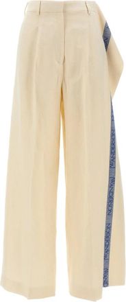 J.W.Anderson Logo Band Panel Pants - Dames - Wijde Broeken - Beige - 2XS - Katoen - Broeken