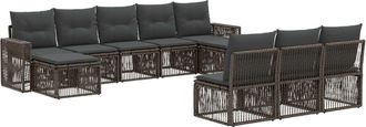 vidaXL Conjunto De Sof&aacute;s De Jard&iacute;n 10 Uds. Gris Y Gris Oscuro Vidaxl
