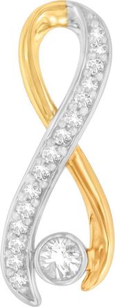 House of Brilliance 10K Two-Tone Gold 1/5 cttw Diamond Radiant Ribbon Pendant Necklace in Yellow at Nordstrom