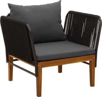 vidaXL Silla De Jard&iacute;n Con Cojines Madera De Acacia S&oacute;lida Y Cuerda Vidaxl
