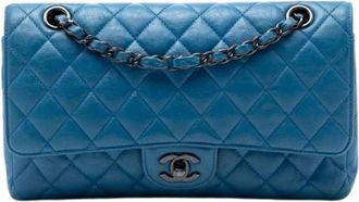 Chanel Pre-owned Vintage Double Flap Schoudertas - Dames - Vintage Schoudertas - Blauw - ONE Size - Leer - Vintage