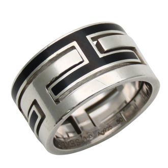 Herm&egrave;s Silver Black Silver 925 Band Ring (Pre-Owned)