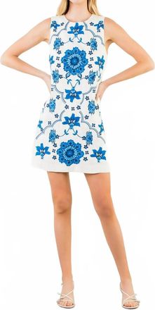 THML Clothing Azure Petals Dress In Blue
