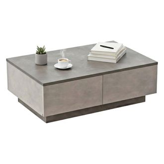 Dmora Mesa De Caf&eacute; Eurus, Mesa De Centro Baja, Revistero Para Sof&aacute;, Estante De La Sala De Estar, 90x60h32 Cm, Plata Y Antracita, Con Embalaje Reforzado - Dm