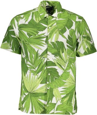 GANT Groen shirt met korte mouwen en logo - Heren - Korte mouwen Overhemden - Groen - S - Katoen - Overhemden