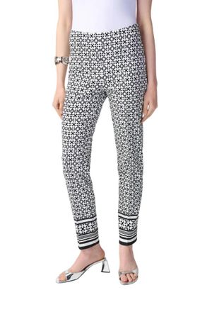 Joseph Ribkoff Geometric Pattern Pull On Pants In Vanilla/black