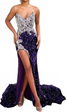 Portia & Scarlett Strapless Prom Dress In Royal Purple