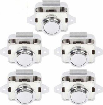 OEM Bot&oacute;n Pulsador Para Autocaravana - Cierre De Puerta, Pomo De Cierre De Armario Para Autocaravana, Caravana, 5 Piezas, Color Plata - Trimec