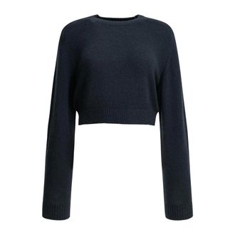 Khaite Masie Cropped Sweater - Dames - Truien - Blauw - Maat: S Wol