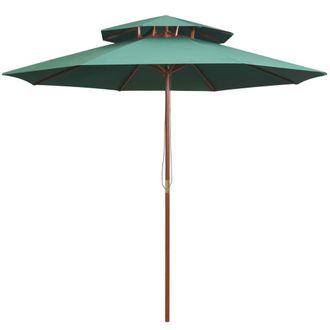 vidaXL Sombrilla De Dos Pisos Con Palo De Madera Verde 270x270 Cm Vidaxl