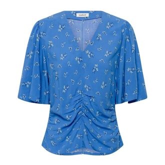 Soaked In Luxury Blusa SLArjana con Fruncido - Blouses & Shirts - Mujer - Azul - S