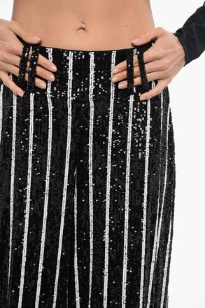 Balmain Pantaloni A Vita Alta A Righe Con Paillettes Balmain