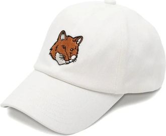 Maison Kitsun&eacute; Caps, male, White, Size: ONE SIZE Fox Head Cap