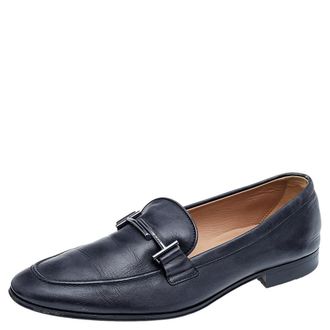 Tod's Tods Black Leather Tt Slip On Loafers