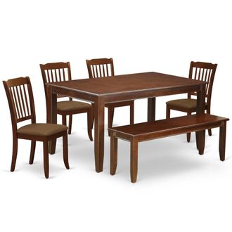 East West Furniture Dining Room Set Mahogany, DUDA6-MAH-C