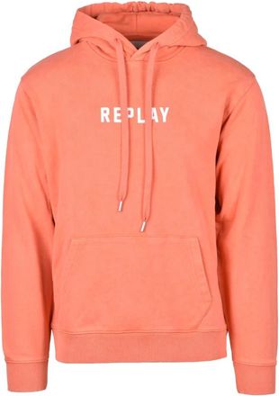 Replay Hooded Sweatshirt - Heren - Hoodies - Oranje - S - Katoen - Hoodies & sweatvesten
