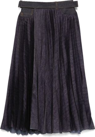 sacai plissé midi skirt - Blue