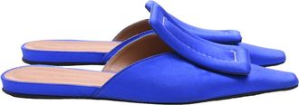 Marni Sabot Flat Mules in Blue Satin