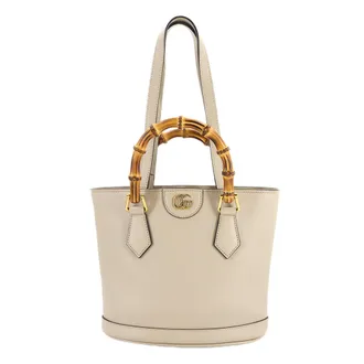 Gucci Beige Leather Shoulder Bag Tote Bag (Pre-Owned)