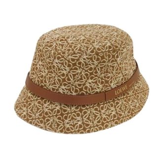 Loewe Pre-owned Accessories, female, Brown, Size: ONE SIZE Pre-owned Anagram Jacquard Cotton Bucket Hat