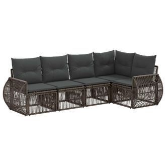 vidaXL Conjunto De Sof&aacute;s De Jard&iacute;n 5 Pcs Gris Y Gris Oscuro Vidaxl