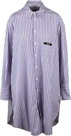 Palm Angels Abito Camicia Over - Dames - Shirt Kleedjes - Paars - S - Katoen - Kleedjes