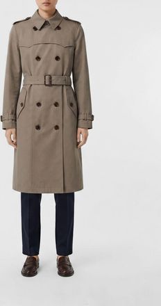 Burberry Trench lungo doppiopetto in misto seta e cotone con cintura in vita