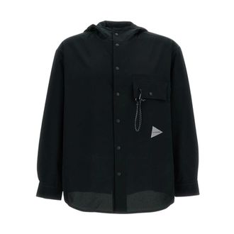 And Wander Casual Shirts, male, Black, Size: L Giacca con cappuccio elasticizzato