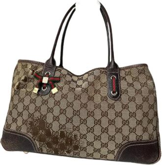 Gucci Pre-owned Handbags, female, Beige, Size: ONE SIZE Pre-owned Vintage Tote Bag