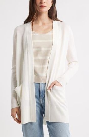 Caslon Everyday Open Front Cardigan in White at Nordstrom Rack, Size Xx-Large