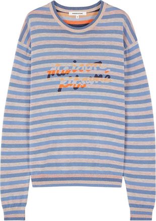 Maison Kitsuné striped crew-neck sweater - Blue