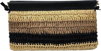 Kempton & Co. Cheltenham Clutch In Striped Ombre Nat Raffia