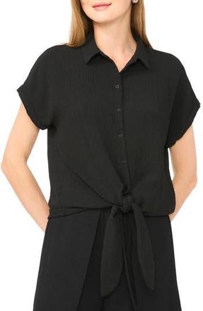 Halogen Printed Button-Up Top in Rich Black at Nordstrom Rack, Size X-Small