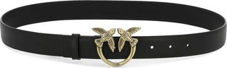 Pinko Cintura Love Birds in pelle 3 cm - - Accessories - Donna - Nero - ONE SIZE