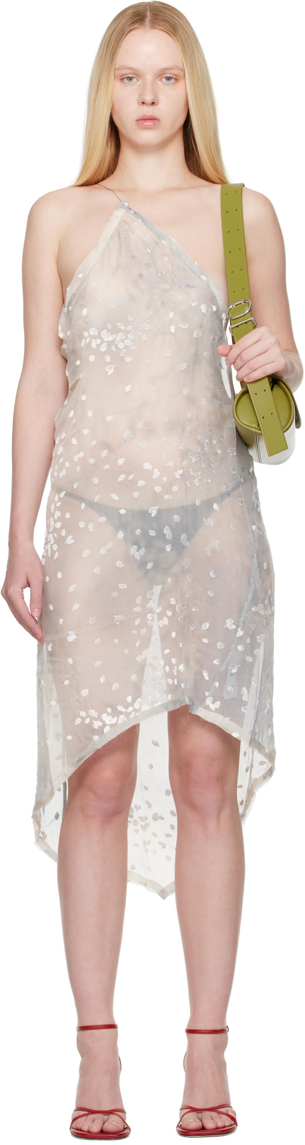 【関税込み】Paloma Wool ベージュ Artemas ミディアムドレス ARTEMAS-Ecru fitted bandeau dress in fine cotton jacquard