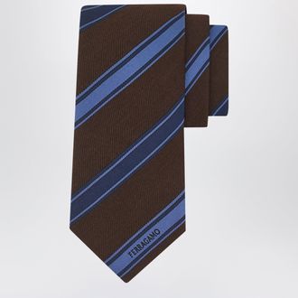 Ferragamo Brown/Green Regimental Jacquard Tie