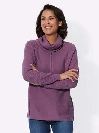 Casual Looks Rollkragenpullover CASUAL LOOKS Pullover, Damen, Gr. 36, lila (violett), 50% Baumwolle, 50% Polyacryl, unifarben, Pullover Rollkragenpullover