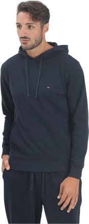 Tommy Hilfiger Felpa in spugna con cappuccio e bandierina - Heren - Hoodies - Blauw - 2XL - Katoen - Hoodies & sweatvesten